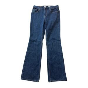 Express Woman's Jeans/Pants size 7/8 LONG/TALL, Dark Blue Denim, Low Rise, Flare